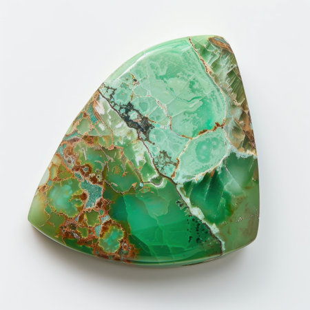 This stunning green agate stone showcases intricate patterns and textures, perfect for enhancing natural beauty in decorative displays or artistic projects.の素材