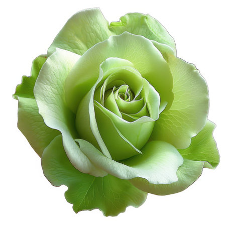 A stunning close-up of a green rose bloom highlights its soft petals and vibrant hues, perfect for botanical designs or floral inspiration in various projects.の素材