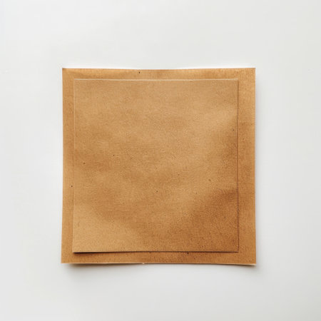 A simple brown paper sheet and matching envelope arranged on a white background, ideal for craft projects, packaging, or stationery for various creative uses.の素材