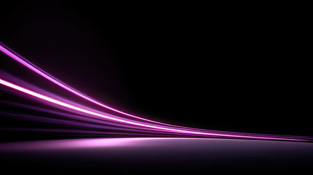 A captivating abstract image featuring smooth, glowing pink lines on a dark backdrop. Ideal for modern design projects, digital art, and creative inspiration.の素材