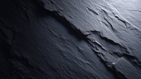 Close-up view of dark slate texture showcasing intricate natural patterns. Ideal for backgrounds, design projects, or artistic endeavors with a modern aesthetic.の素材