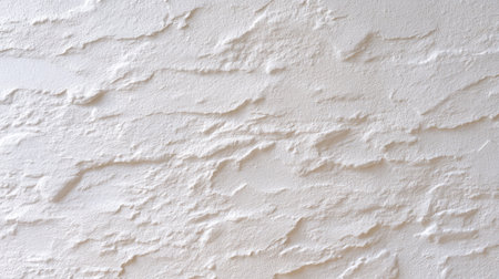 A close-up view of a textured white wall surface displaying interesting abstract patterns, perfect for backgrounds in design projects or interior decoration ideas.の素材