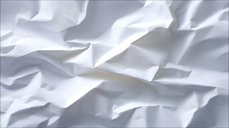 A versatile crumpled white paper background, perfect for graphic design projects, mockups, and creative presentations. The texture provides a unique visual appeal.の素材