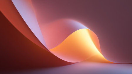 An artistic representation of softly curved paper layers illuminated by warm colors, evoking a sense of calm and elegance in a dreamy, abstract composition.の素材