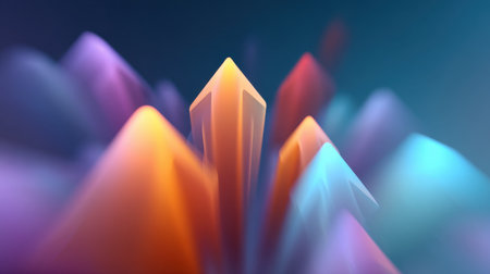 Vibrant abstract image of mountain peaks rendered in a soft, colorful gradient. Ideal for creative projects, digital artworks, backgrounds, and modern design use.の素材