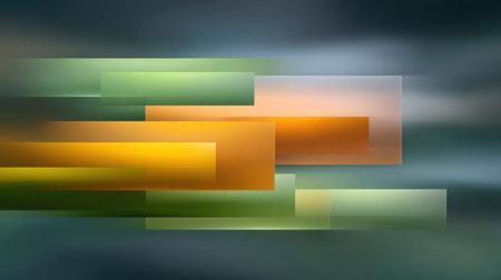 Explore this vivid abstract digital background featuring colorful rectangles in shades of green, orange, and yellow, perfect for modern design and creative projects.の素材