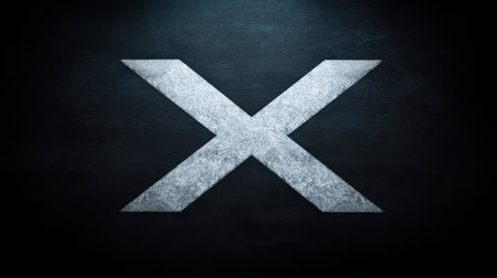 This striking image features a large metallic letter X against a dark textured background, perfect for modern design projects needing an industrial flair.の素材