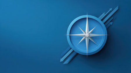 This stylish blue compass design features sleek arrows, symbolizing navigation and direction. Ideal for digital projects, backgrounds, and creative concepts.の素材