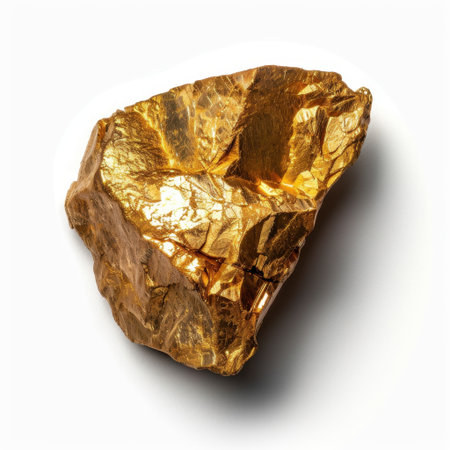 This stunning gold nugget showcases its natural textures and intricate reflective surfaces. Perfect for themes of luxury, wealth, and nature's beauty in editorial or commercial use.の素材