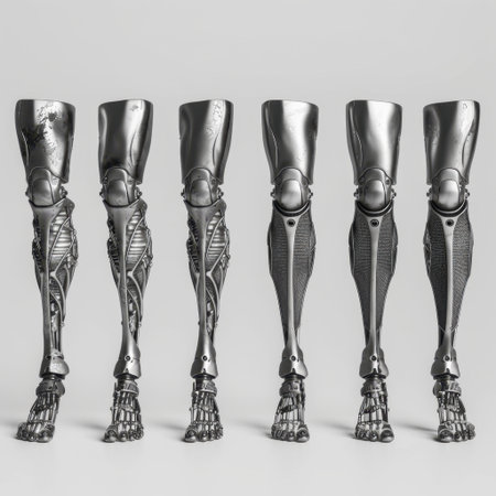 Explore a detailed representation of robotic legs showcasing innovative mechanical design and articulation, perfect for technology enthusiasts and robotics projects.の素材