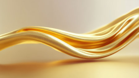 This stunning image features flowing golden waves that create an elegant and luxurious ambiance. The smooth texture and soft background enhance artistic inspiration.の素材