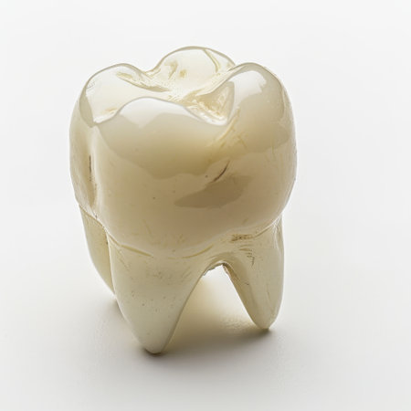 This high-quality model of a human tooth serves as a valuable educational resource for dental professionals, students, and health advocates exploring oral hygiene and anatomy.の素材