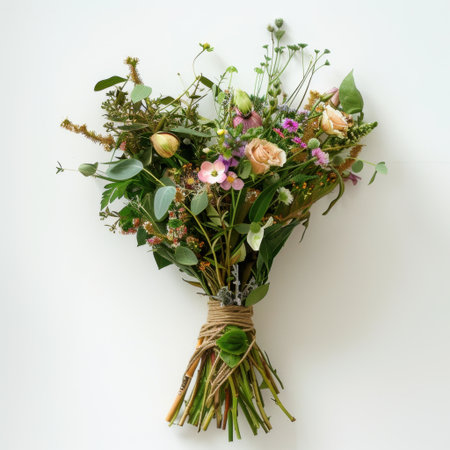 This lovely bouquet features a diverse selection of flowers and greenery, creating a fresh and vibrant display ideal for home decor or special celebrations.の素材
