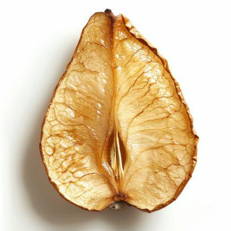 A beautifully dried apple slice showcasing intricate textures and natural colors, ideal for culinary inspiration and healthy snack promotion. Perfect for food photography.の素材