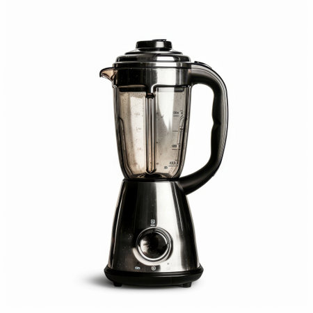 This modern blender features a transparent jar and sleek design, ideal for preparing smoothies, soups, and sauces with ease and efficiency in your kitchen.の素材