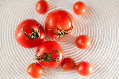 allsorts of tomatoes on a napkinの写真素材