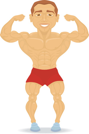muscleman is showing his muscles. Isolated on whiteのイラスト素材