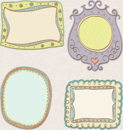 Hand draw funny frames looking like sketchのイラスト素材