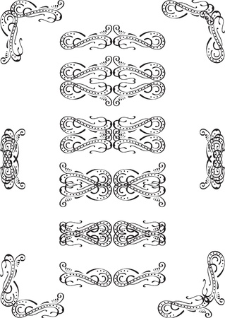 Old ornate swirl set on whiteのイラスト素材