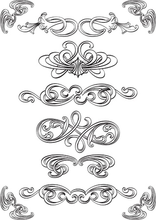 Art swirl elements set on whiteのイラスト素材