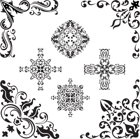 Corner elements set on whiteのイラスト素材