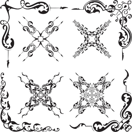 Classic border set isolated on whiteのイラスト素材