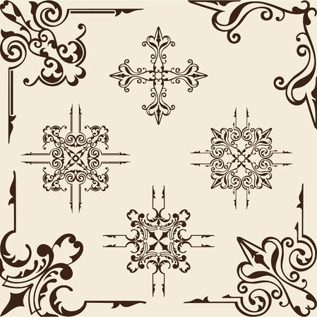 Old corner art is on beigeのイラスト素材