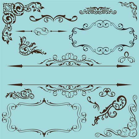 Victorian fine set on blueのイラスト素材