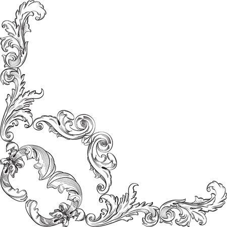 Vintage baroque corner element on whiteのイラスト素材