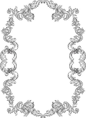 Vintage baroque real frame is on whiteのイラスト素材