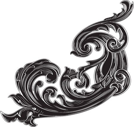 Black vintage acanthus on whiteのイラスト素材