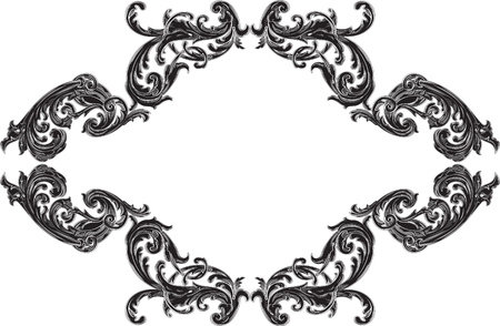 Baroque black frame with acanthus is on whiteのイラスト素材