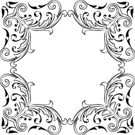 Baroque fine art swirl page is on whiteのイラスト素材