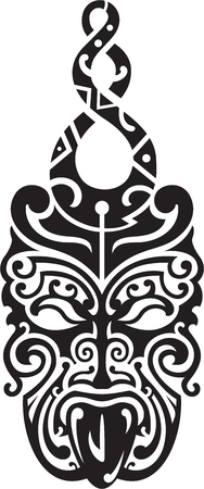 Maori style mask with hook for tattooのイラスト素材