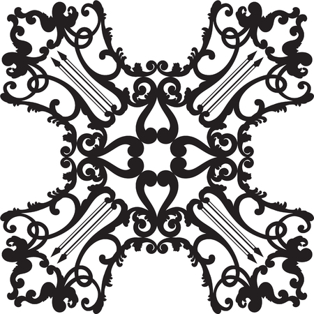 Rosette style art border is on whiteのイラスト素材