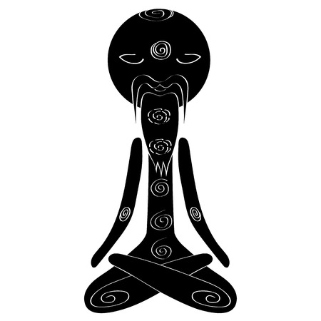 yoga stick figure  at lotus poseのイラスト素材