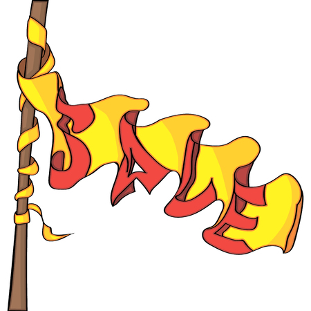 illustration with yellow stripe saleのイラスト素材