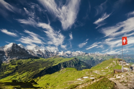 Panoramic View of the Swiss Alpsの写真素材