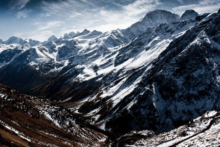 Snow and mountainsの写真素材