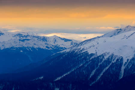 Orange sunset over mountains