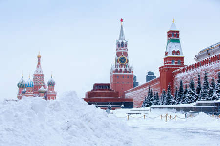 MOSCOW - FEBRUARY 04, 2018: After a great winter snowfall at the Moscow Red Square with the...