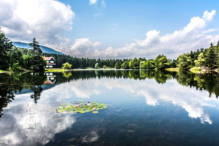 reflections on the lake in GÃ¶lcÃ¼kの写真素材