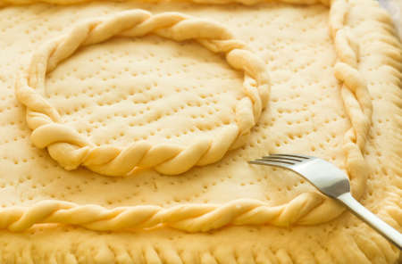 homemade pie before bakingの写真素材