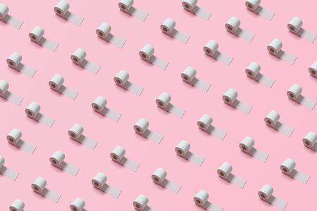 The texture of toilet paper on a pink backgroundの写真素材