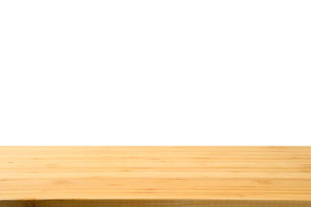 Wooden table top on white background - can be used to showcase or mount your productsの写真素材