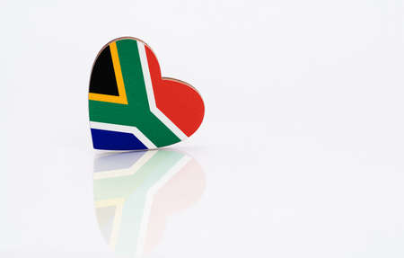 Flag of South Africa in the shape of a heart on a white background. The concept of patriotism. copyspace.の写真素材