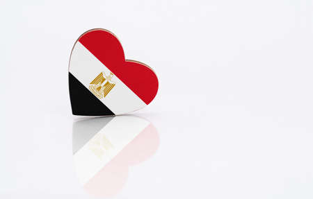 Flag of Egypt in the shape of a heart on a white background. The concept of patriotism. copyspace.の写真素材
