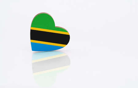 Flag of Tanzania in the shape of a heart on a white background. The concept of patriotism. copyspace.の写真素材