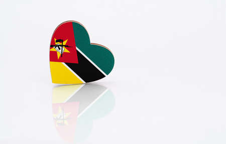 Flag of Mozambique in the shape of a heart on a white background. The concept of patriotism. copyspace.の写真素材