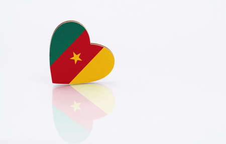 Flag of Cameroon in the shape of a heart on a white background. The concept of patriotism. copyspace.の写真素材